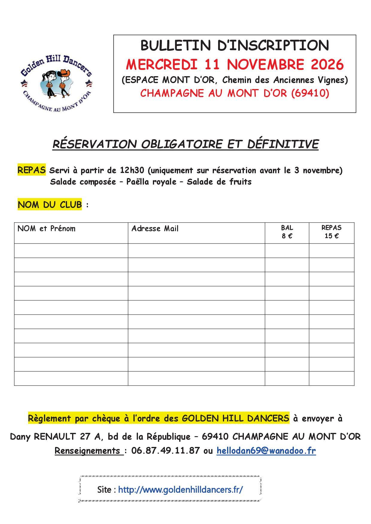 Champagne au mont d or inscription mercredi 11 novembre